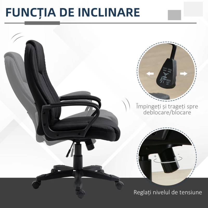 Fotoliu de Birou cu Masaj Vinsetto cu Interfata USB si Inaltime Reglabila, 60x74x106-116cm, Negru(m-7)