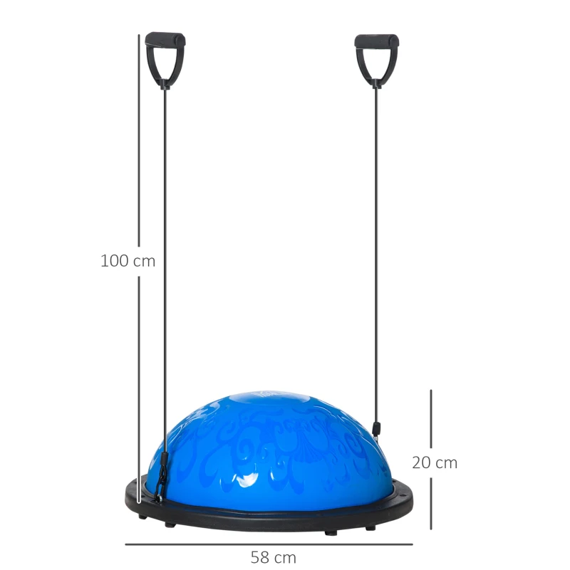HOMCOM Balance Trainer Demi-Ballon d'équilibre avec Bandes élastiques de résistances et poignées Ø50 cm - antidérapant réversible pour Sport - Yoga