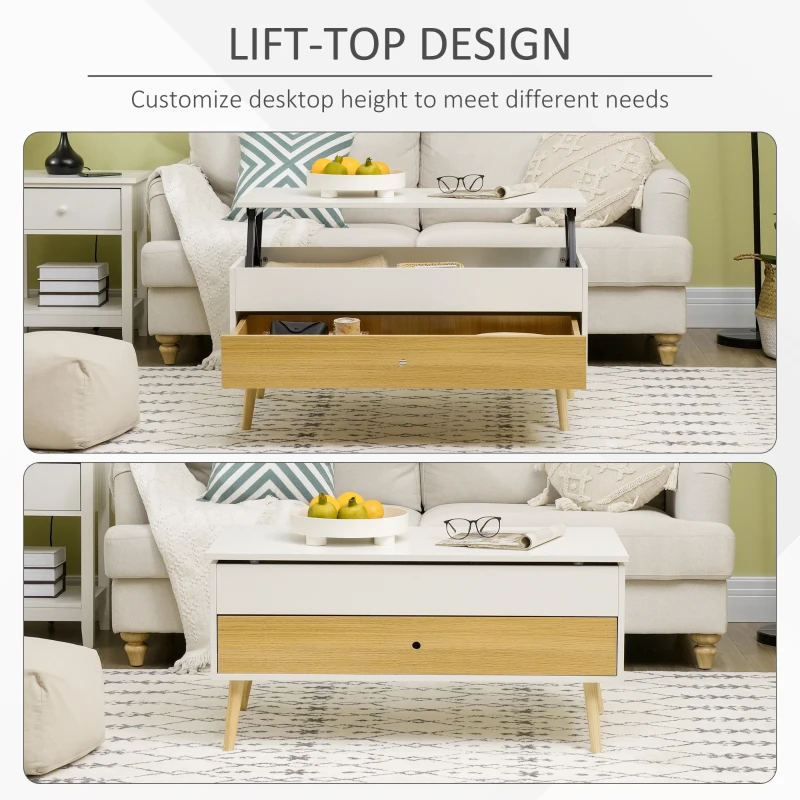 HOMCOM Masa cu compartiment de depozitare ascuns si sertar, pentru birou, living