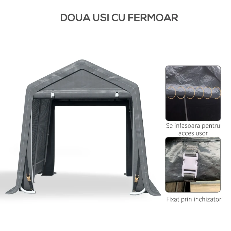 Outsunny Copertina Garaj 2,8×2,4 m – Protectie Auto, Moto, Biciclete(m-5)