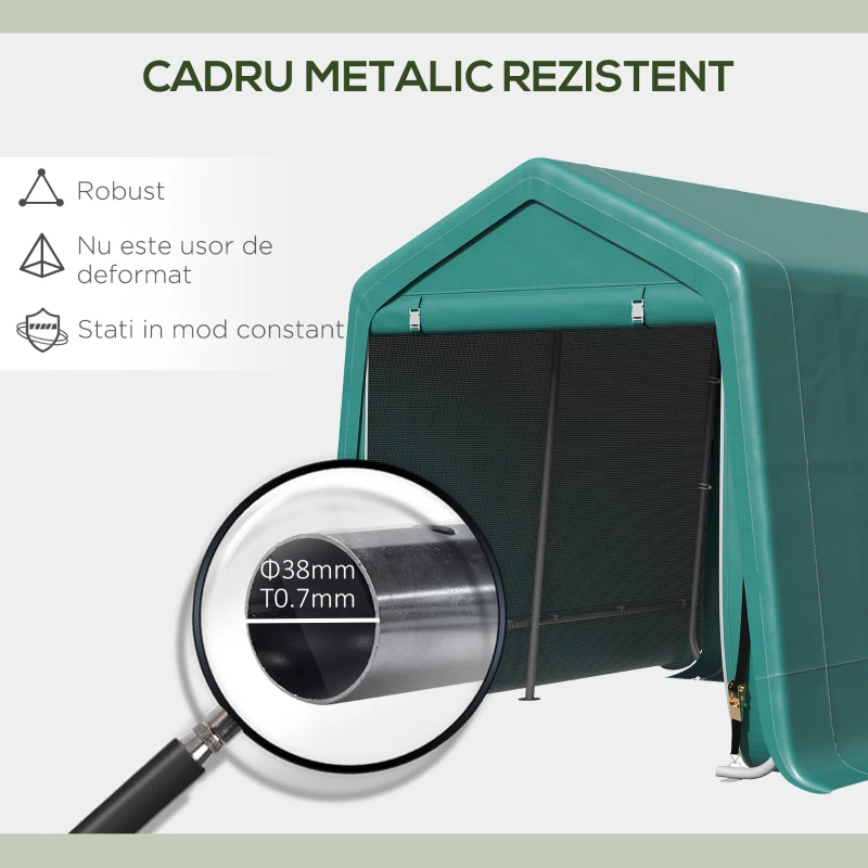 Outsunny Copertina Garaj 2,4×2 m – Pentru Auto, Moto si Biciclete(m-4)