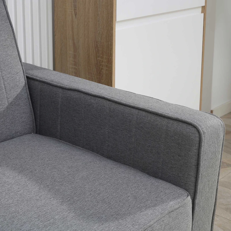 HOMCOM Divano Letto Angolare con Penisola Componibile Schienale Reclinabile e Struttura in Legno in Tessuto Grigio