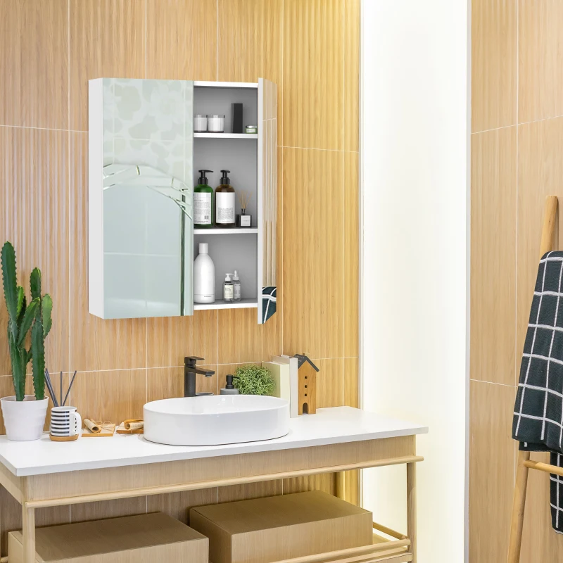 Szafka półka łazienkowa wisząca lustro 75 x 60 x 15 cm HOMCOM