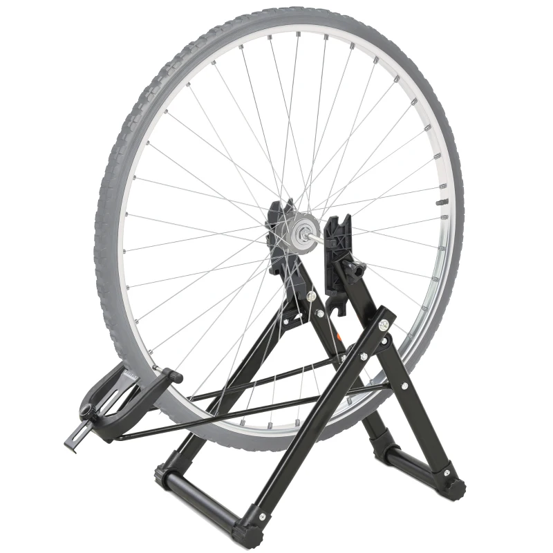 HOMCOM Stand de réparation de roue de vélo - pied d'atelier vélo pliable - Compatible pneus 20-29 pouces - acier noir