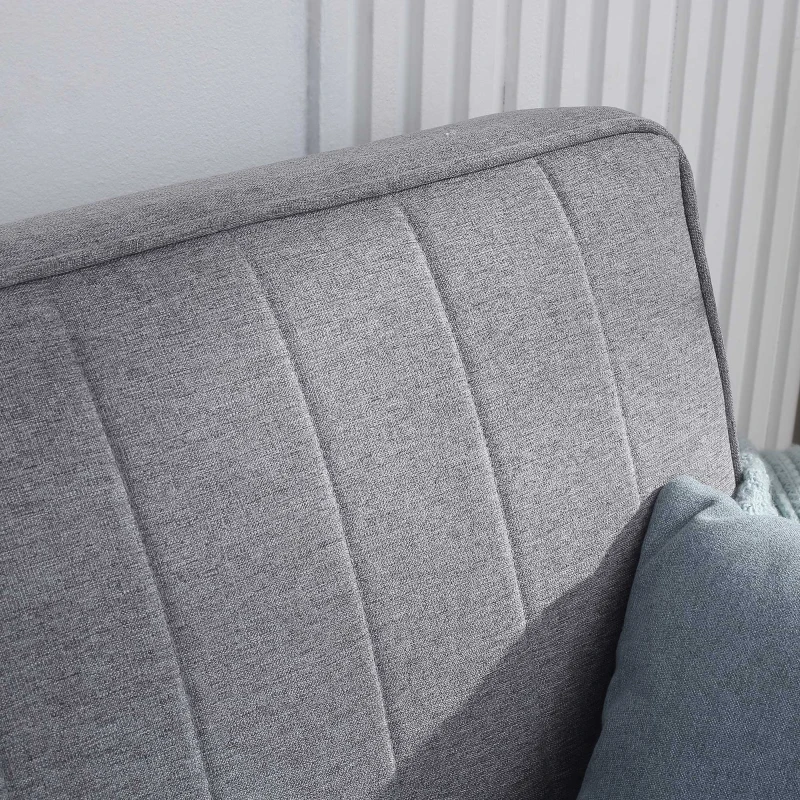 HOMCOM Divano Letto Angolare con Penisola Componibile Schienale Reclinabile e Struttura in Legno in Tessuto Grigio