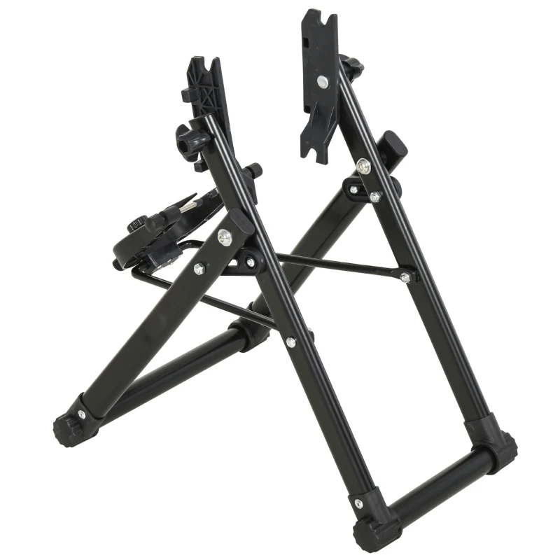 HOMCOM Stand de réparation de roue de vélo - pied d'atelier vélo pliable - Compatible pneus 20-29 pouces - acier noir