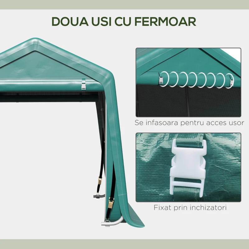 Outsunny Copertina Garaj 2,4×2 m – Pentru Auto, Moto si Biciclete(m-5)