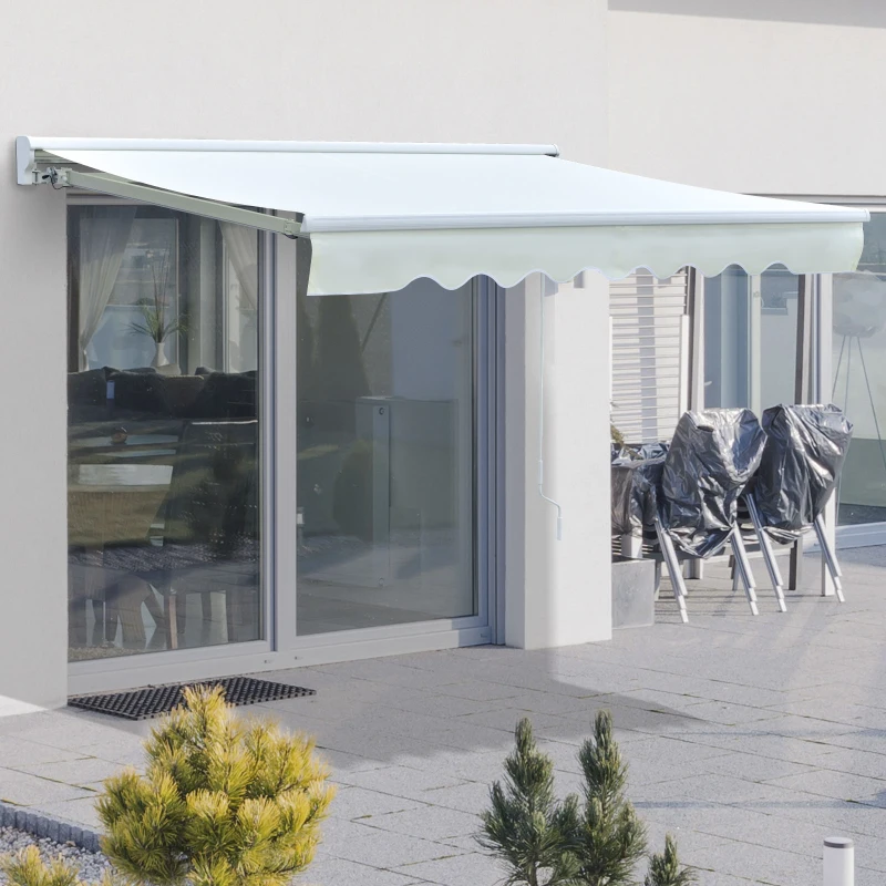 Outsunny Tenda da Sole a Bracci con Apertura Automatica, Telecomando e Luci a LED, Beige 250x200cm