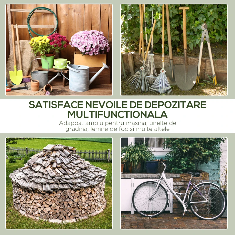 Outsunny Copertina Garaj 2,4×2 m – Pentru Auto, Moto si Biciclete(m-7)