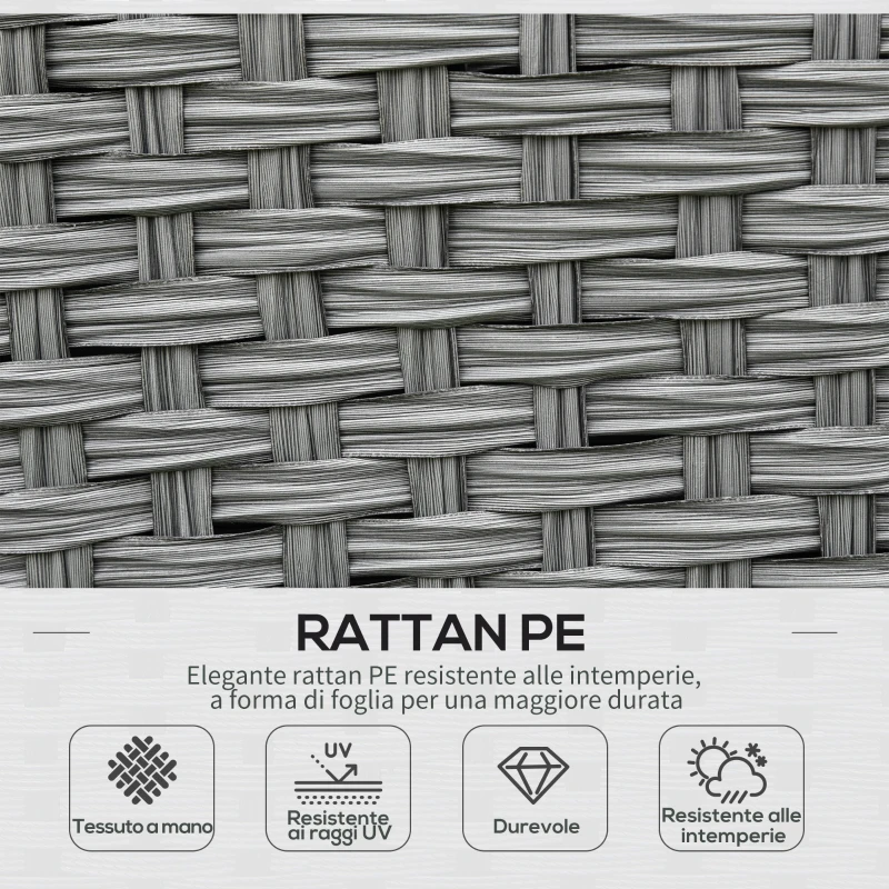 Outsunny Salotto da Giardino Set 6 Pz con Divano e Poltrone da Esterno, Mobili da Giardino in Rattan Grigio