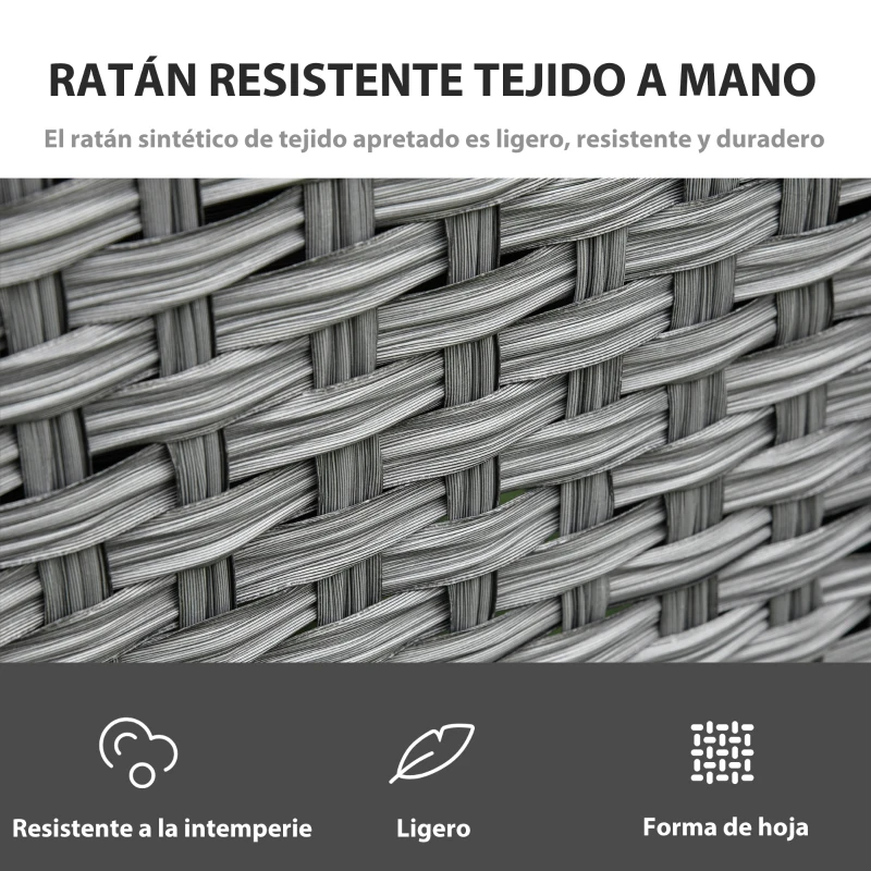 Outsunny Conjunto de Muebles de Jardín 6 Piezas de Ratán con Mesa de Centro Sofá Doble 2 Sillones Individuales 2 Taburetes con Cojines para Patio Porche Terraza Gris