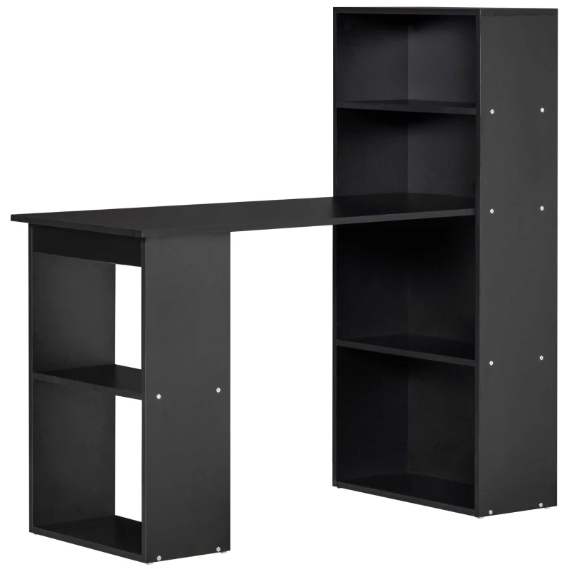 Scrivania Computer 120 Cm Con Ripiano Laterale, Hub Alimentazione E Luci RGB – Nero