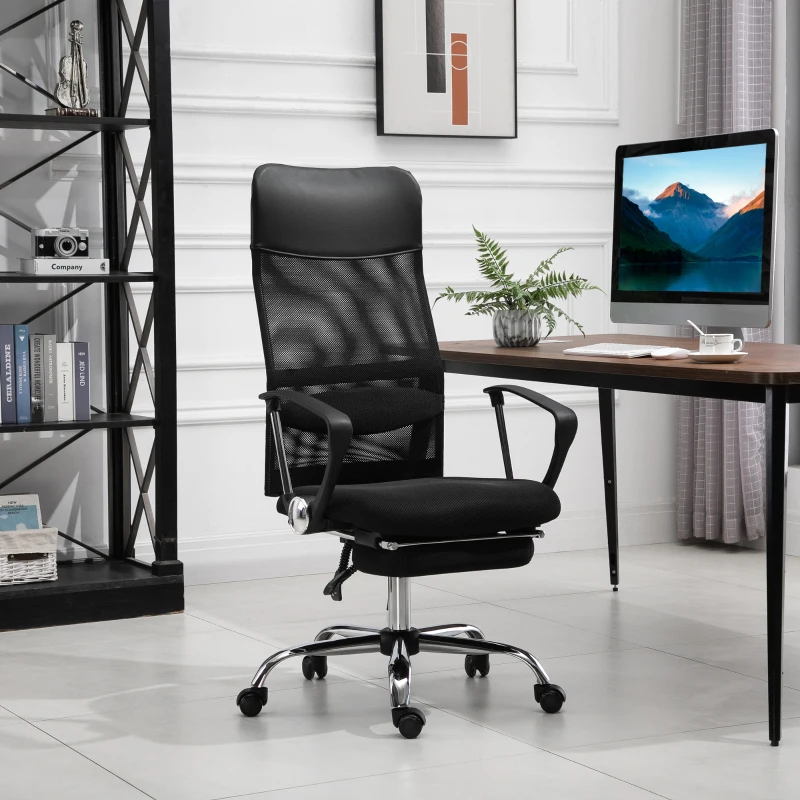 Vinsetto scaun de birou ergonomic, insertie plasa, negru