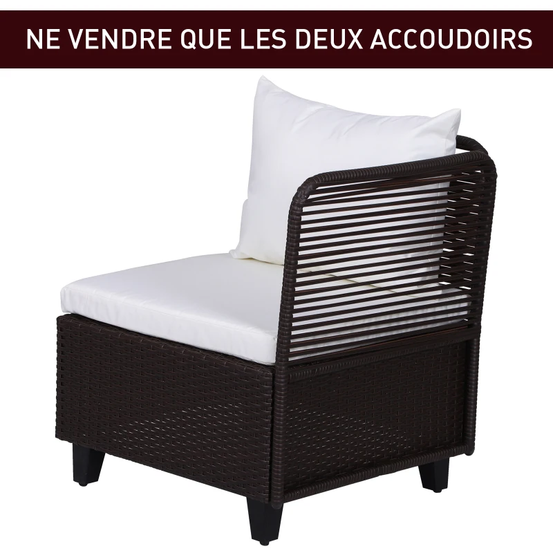 Outsunny Lot de 2 accoudoirs Salon de Jardin dim. 63L x 60l cm (épaisseur : 2,5 cm) résine tressée Chocolat