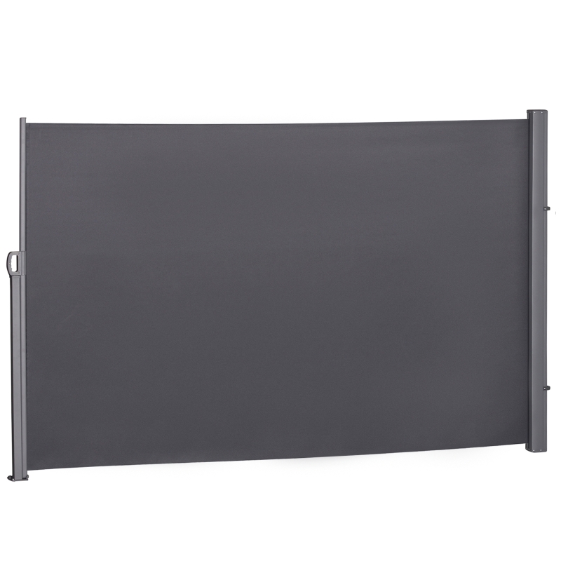 Outsunny Store latéral Brise-Vue paravent rétractable dim. 3L x 1,6H m alu. Polyester imperméable Anti-UV Haute densité 180 g/m² Gris