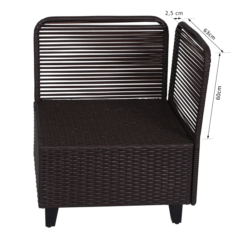 Outsunny Lot de 2 accoudoirs Salon de Jardin dim. 63L x 60l cm (épaisseur : 2,5 cm) résine tressée Chocolat