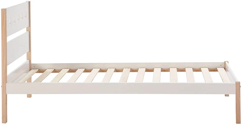 HOMCOM Lit Enfant 90 x 190 cm - Structure lit avec tête de lit et sommier à Lattes Inclus - pin Massif MDF Classe E1 Blanc