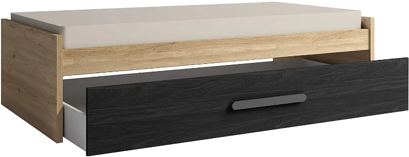 HOMCOM Lit gigogne Enfant 90 x 190 cm - Structure lit avec lit tiroir - Panneaux de Particules chêne Clair Noir