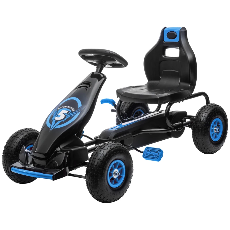 HOMCOM Skelters, Kindervoertuig Pedaal, Outdoor Pedaalauto voor 6-12 Jaar, Blauw(m-11)