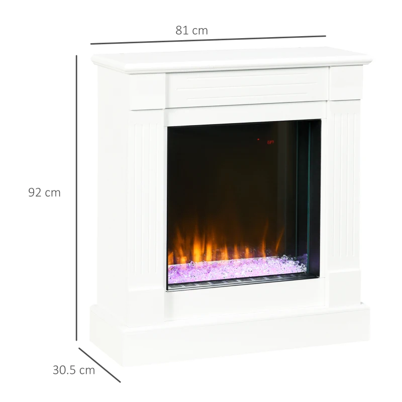 HOMCOM Electric Fireplace Suite with 92cm Surround, Freestanding Electric Fire with Realistic Flame Effect and Remote Control, 1&2kW, Overheat Protection, 12H and Weekly Timer, Eco Mode, White
