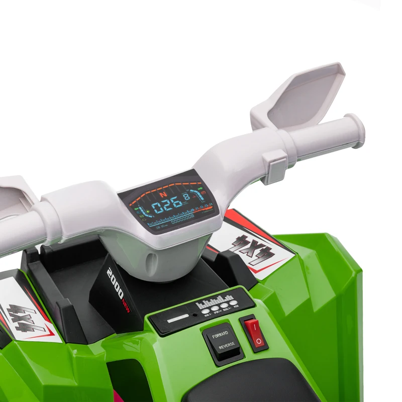 HOMCOM Quad pentru Copii 18-36 de luni din PP si Metal cu Roti Rezistente si Viteza max 2.5 km/h, 70x41.5x48.5 cm, Verde Gri si Negru