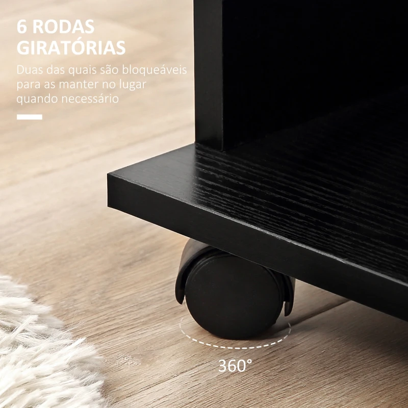 HOMCOM Roupeiro de Madeira Móvel Armário Roupeiro Aberto com 2 Barras para Pendurar e 3 Prateleiras Organizadoras 120x40x128cm Preto
