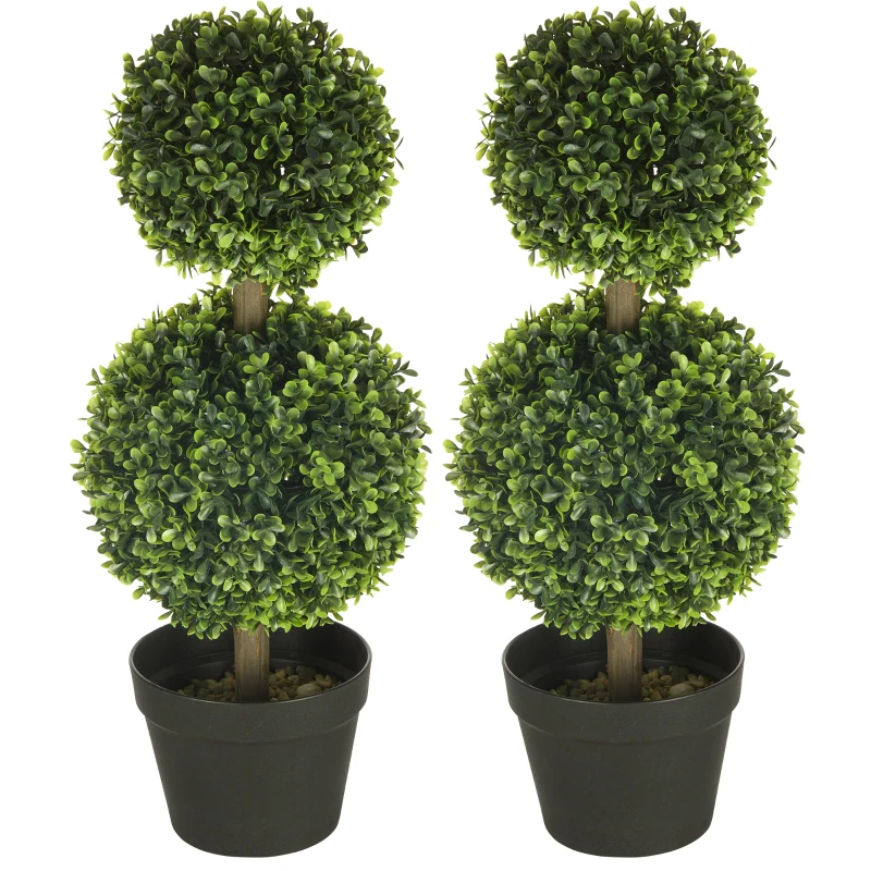 2erSet Künstlicher Buchsbaum, 2 Buchsbäume, Outdoor, 17 cm x 17