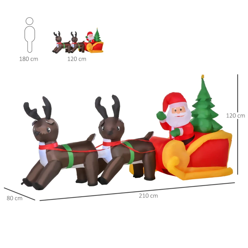 HOMCOM Ledfiguur motief Kerstman met slee