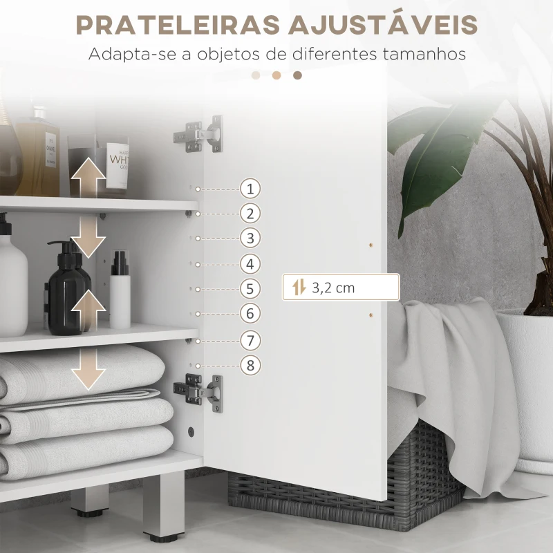 kleankin Móvel Auxiliar Casa de Banho 2 Gavetas e Armário 60x30x93 cm Branco