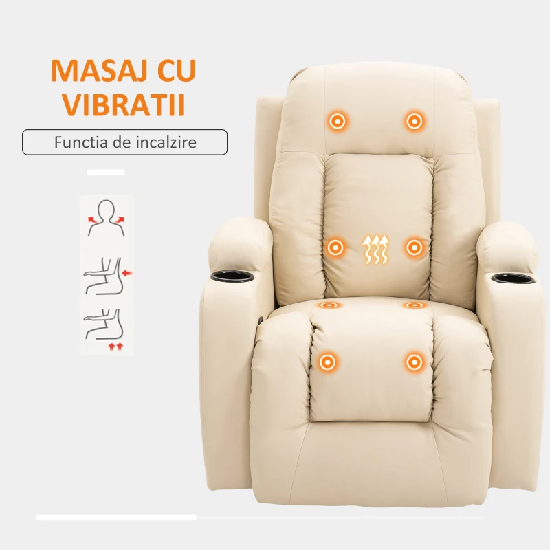 Homcom Fotoliu Relax – Rabatabil cu Masaj & incalzire