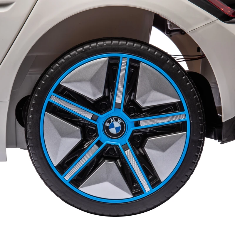 HOMCOM Masinuta Electrica pentru Copii BMW i4 cu Licenta de 12V cu Telecomanda, Masina Alimentata Electric cu Baterii Portabile, Muzica, Claxon, Faruri, Slot MP3, Roti cu Suspensii, pentru Varste intre 3-6 ani - Alb(m-9)
