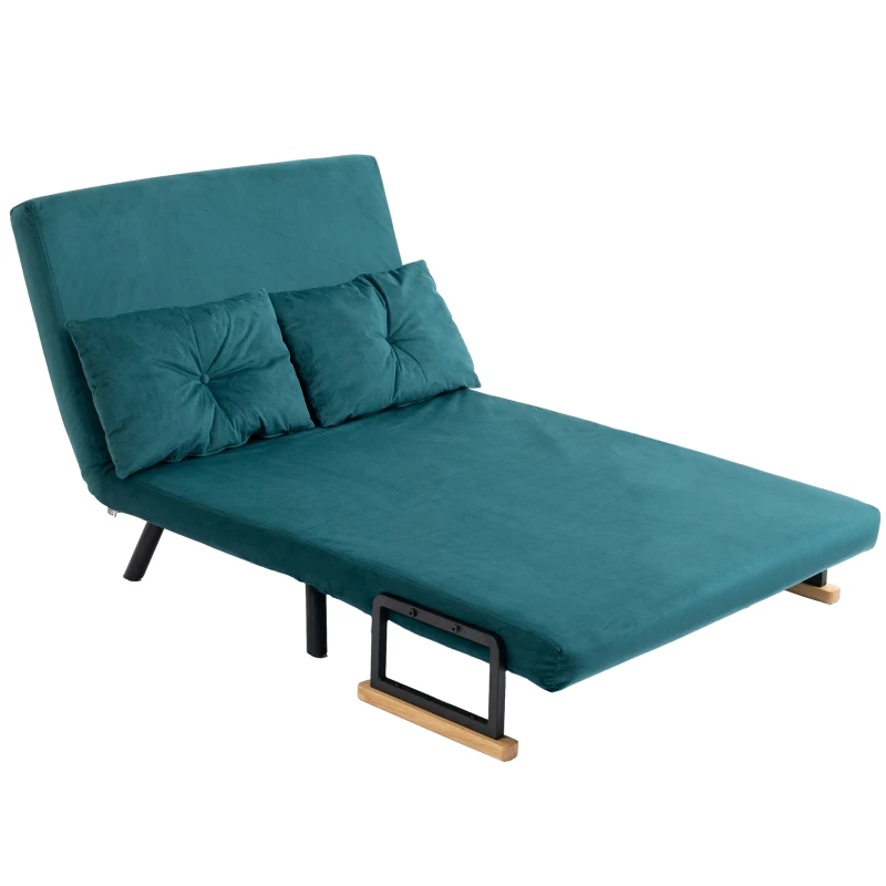 HOMCOM Canapea Extensibila 3‑in‑1 – Catifea Verde cu Spatar Reglabil(m-10)