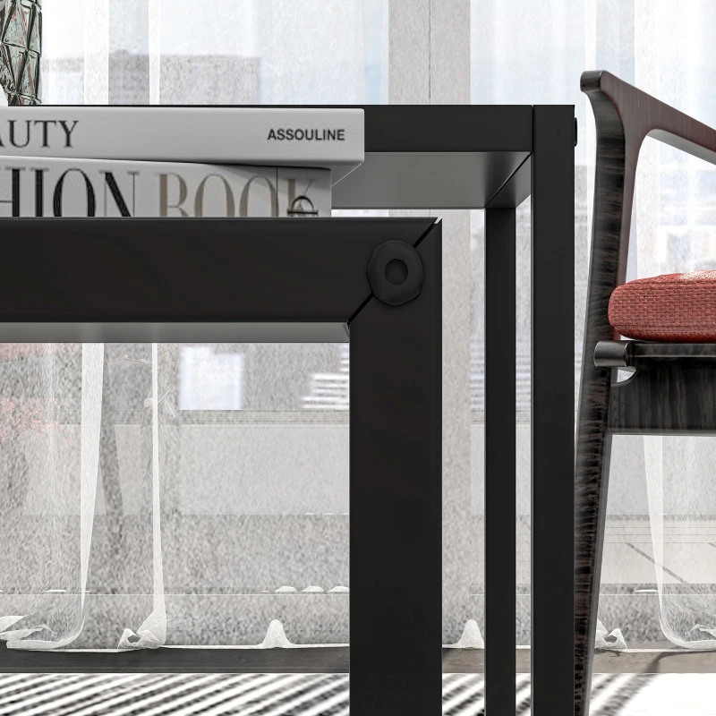 HOMCOM Set 2 Tavolini da Salotto Moderni Impilabili con Telaio in Acciaio, Nero
