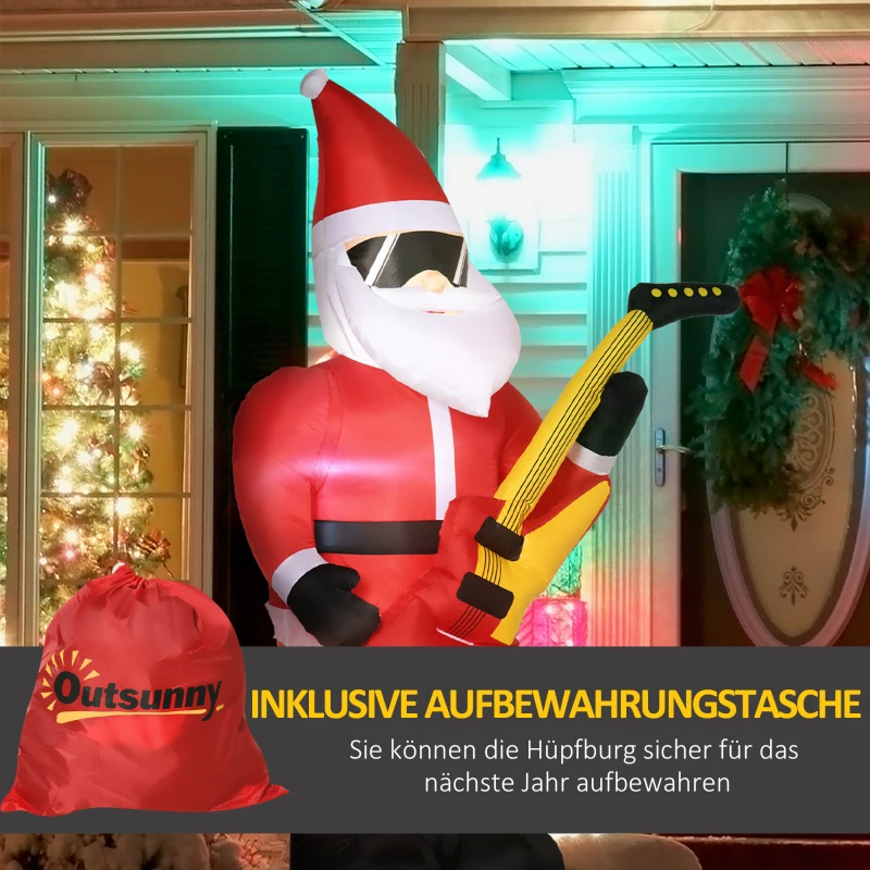 Outsunny Weihnachtsdeko Aufblasbarer Weihnachtsmann Outdoor-Weihnachtsdekoration, inkl. Gebläse, 140 m, Rot + Weiß