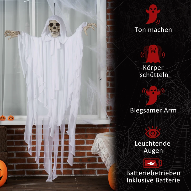 Outsunny Halloween-decoratie spook met speciale effecten en geluidsfunctie 100 cm x 18 cm x 153 cm