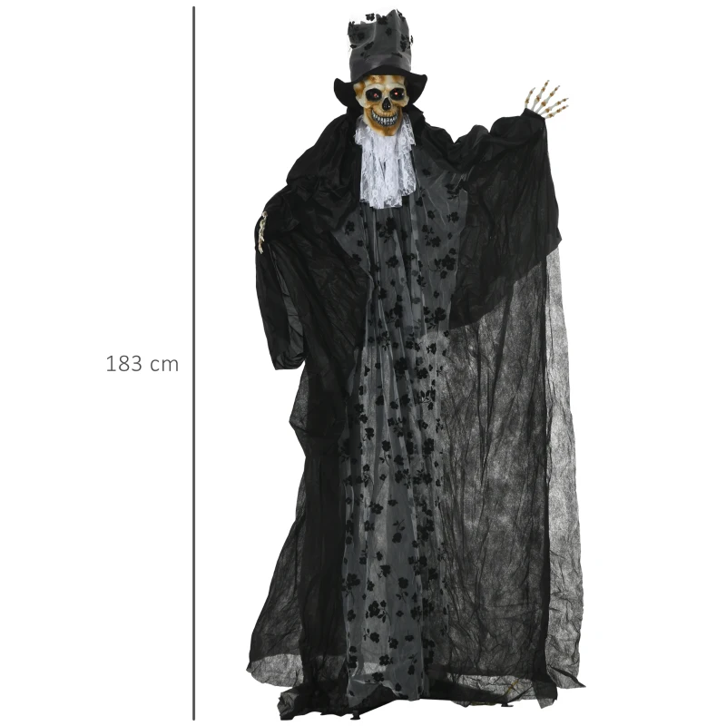 Outsunny Halloweendecoratie spookbruidegom met speciale effecten en geluidsfunctie 110 cm x 18 cm x 183 cm