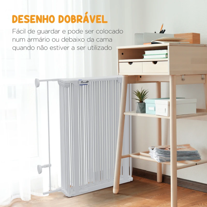 PawHut Parque para Cães de 8 Painéis 64x90 cm Dobrável de Aço com Duplo Travamento Função de Bloqueio e Formato Modular Branco