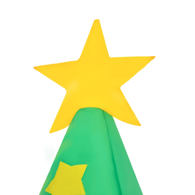 HOMCOM opblaasbare kerstboom met kerstman sneeuwpop en geschenkdoos 210 cm kerstverlichting LED zelfopblazend polyester groen 144 x 125 x 210 cm