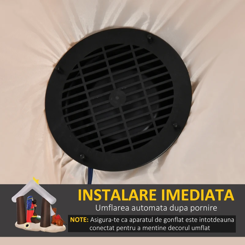 HOMCOM Gonflabil tema Nasterea Domnului cu 5 lumini LED-uri, pentru Exterior