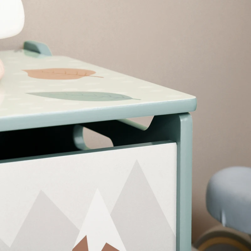 ZONEKIZ Baú de Brinquedos Organizador de Brinquedos para Crianças de 3 a 8 Anos com Estampado em Animaos 60x37x39 cm Verde