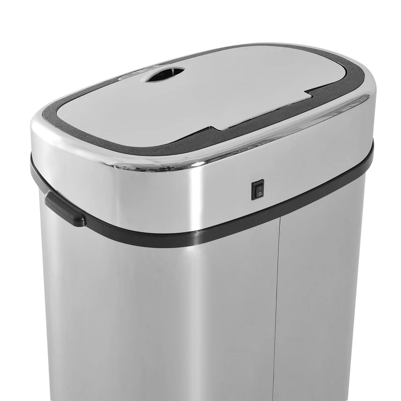 HOMCOM Kitchen Bin, 68L Stainless Steel Sensor Bin, Automatic Recycling Bins for Kitchen, Silver