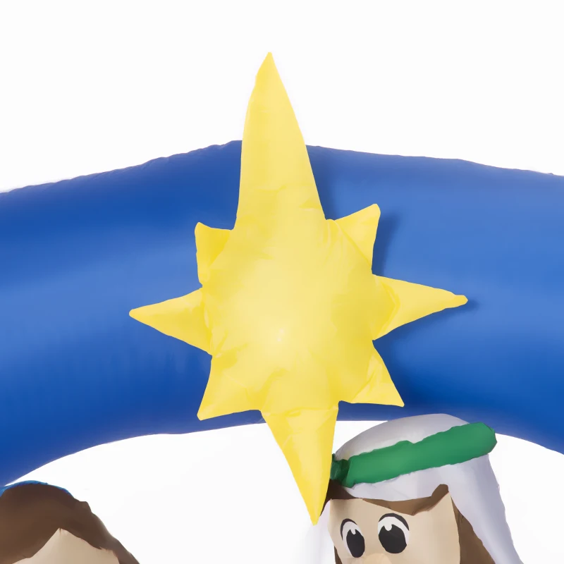 Outsunny Weihnachtsdeko, Weihnachtskrippe mit Torbogen, aufblasbar, groß, inkl. Gebläse, 206 x 95 x 157 cm