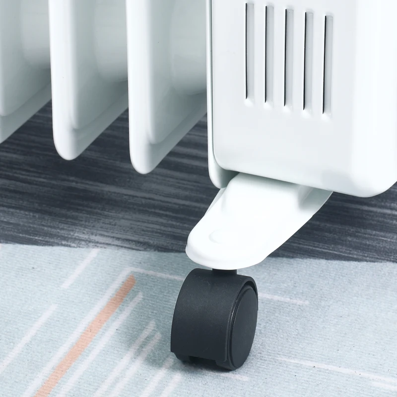 HOMCOM 2000W Digital Oil Filled Radiator, 9 Fin, Portable Electric Heater with LED Display, Timer, 3 Heat Settings, Safety Cut-Off and Remote Control, White