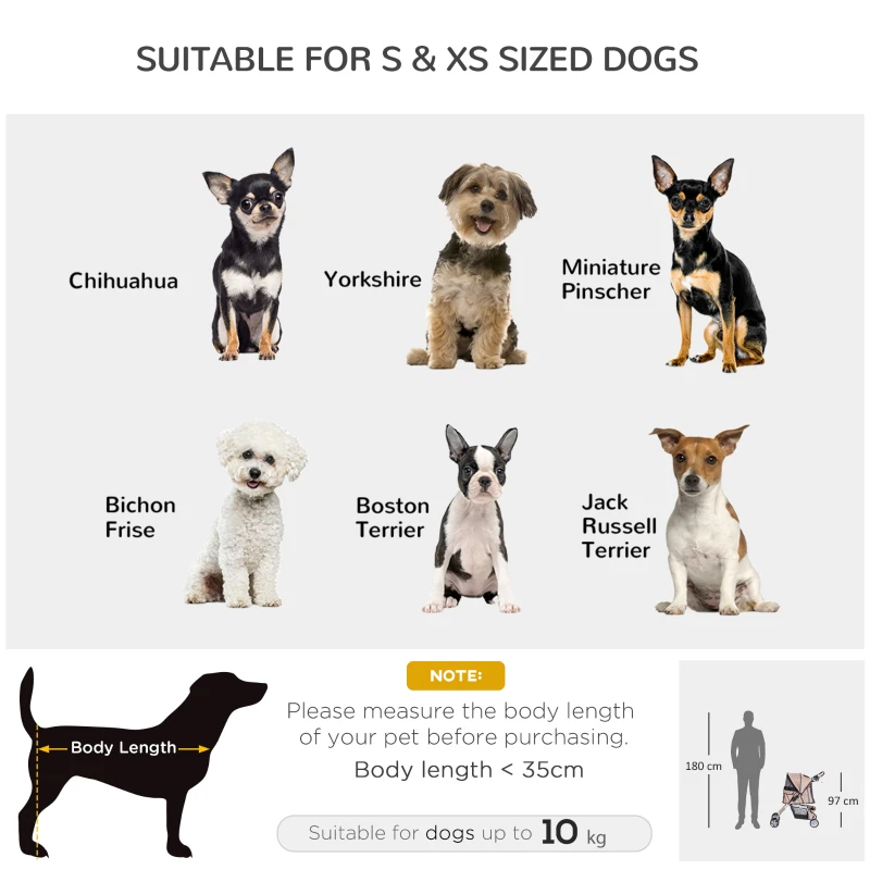 PawHut Pet Stroller for Small Miniature Dogs Cats Foldable Travel Carriage with Wheels Zipper Entry Cup Holder Storage Basket Brown
