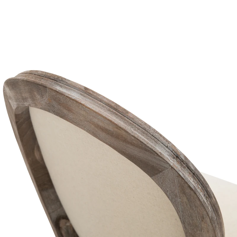 HOMCOM Dining Chairs Set of 2, French-Style Upholstered Kitchen Chairs with Padded Seats, Wood Frame and Round Back, Cream White