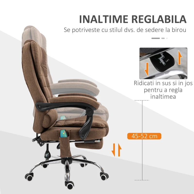 Vinsetto Scaun Birou Masaj – inclinabil, incalzire & 6 Vibratii