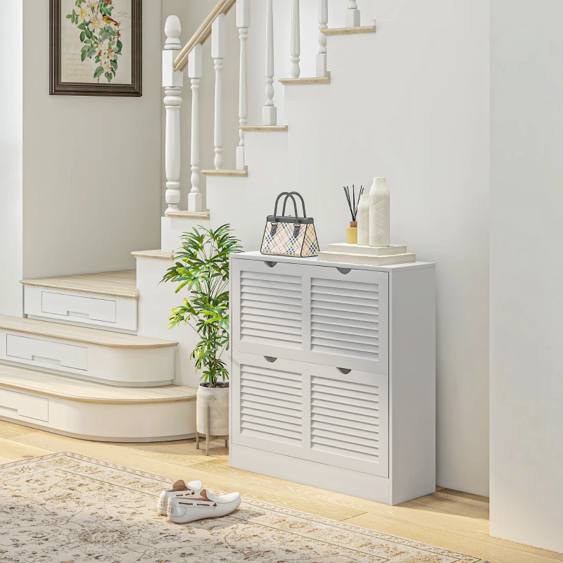HOMCOM Dulap Pantofi ingust – 2 Usi Rabatabile, Model Decorativ(m-2)