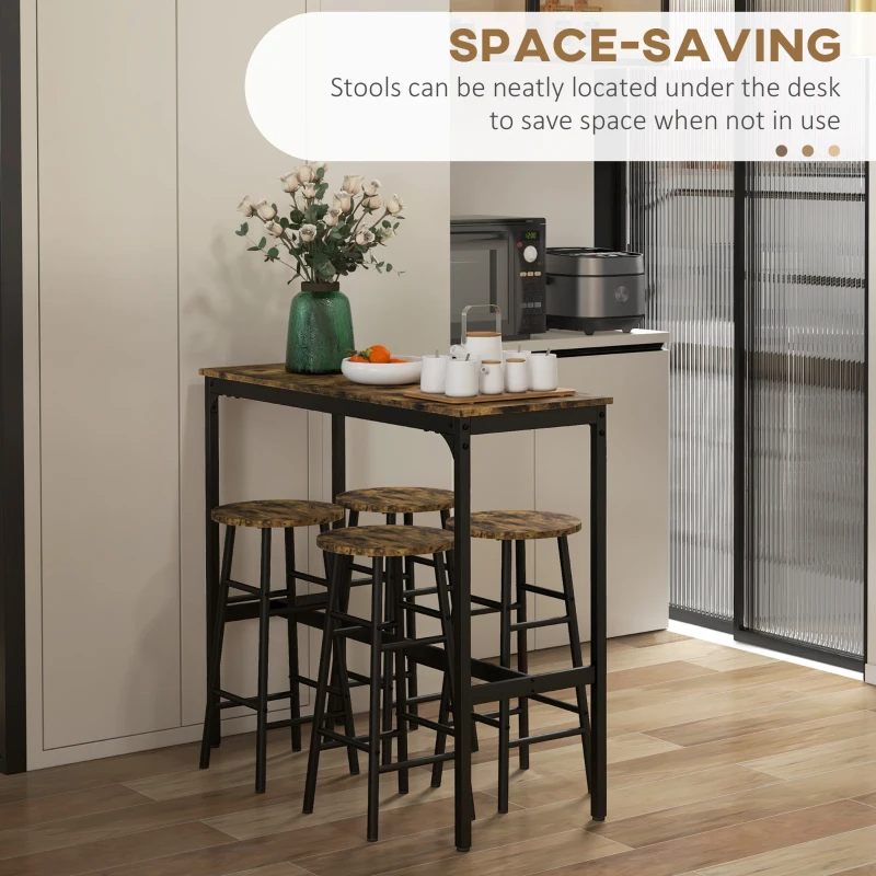 Homcom Set Dining 5 piese: Masa 60×30 cm + 4 Scaune cu Suport Picioare