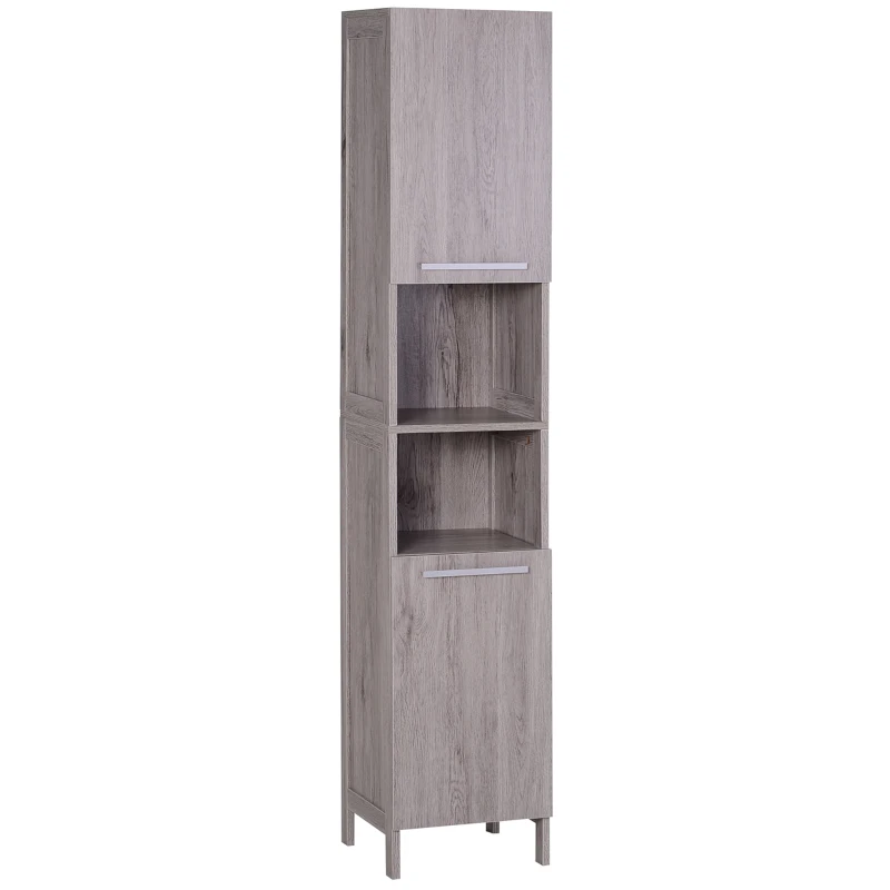 Kleankin Coloana Baie 30×32×172,5 cm – Alba cu Rafturi & Dulapuri(m-11)
