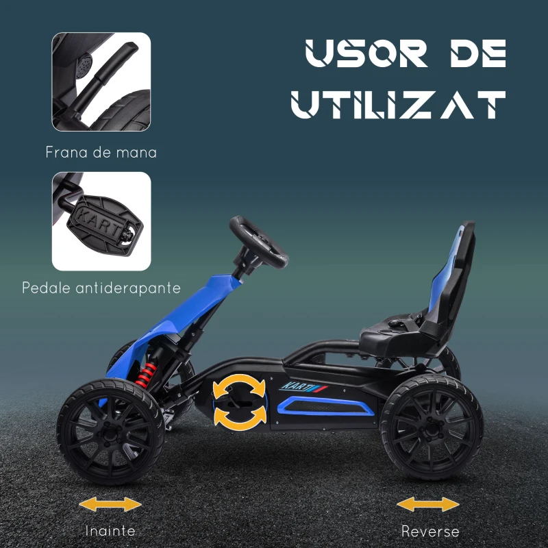 Homcom Kart Copii 3–8 Ani – Pedale, Scaun Reglabil & Roti EVA